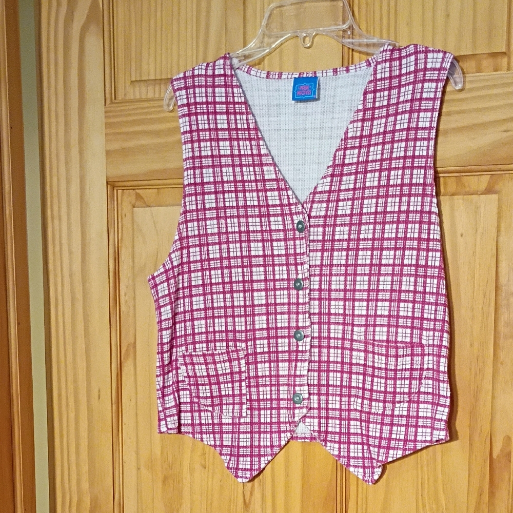 Vintage Kids Red Plaid Sleeveless Vest